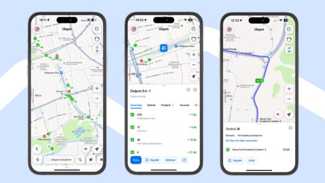 Yandex Maps ve Navi'de canlı toplu taşıma takibi Türkiye'de ilk kez Sakarya'da kullanıma sunuldu
